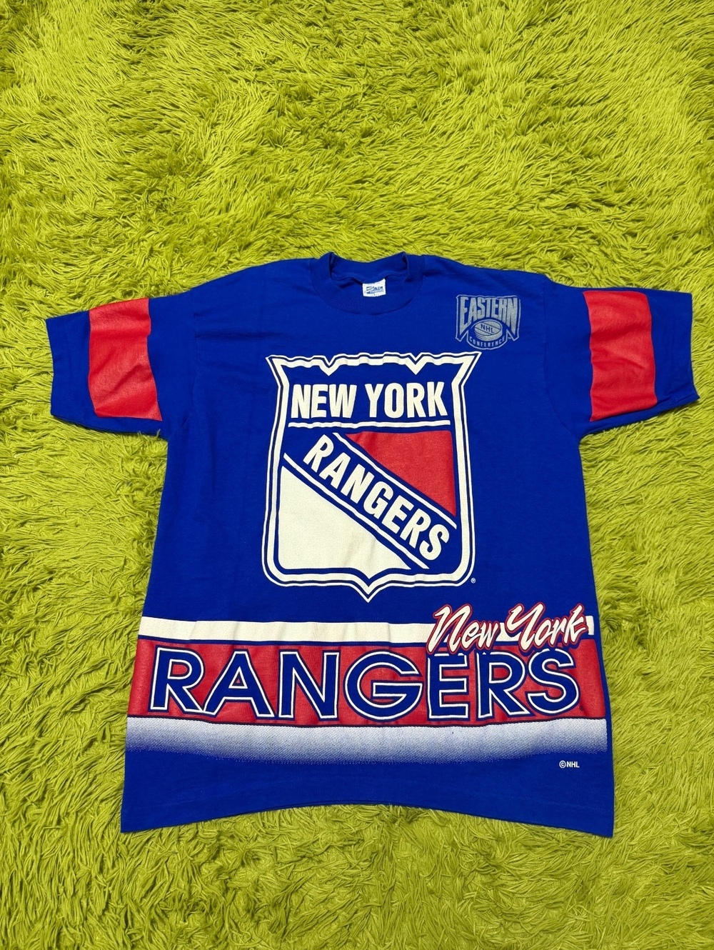 Vintage 90s NHL New York Rangers Salem All over Print Graphic T-shirt Size Large